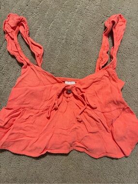 La Hearts Coral Tie-Front Camisole